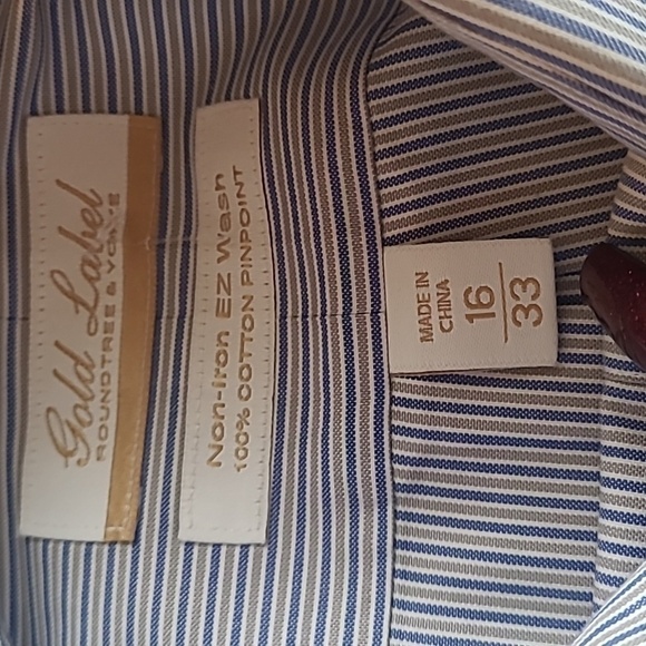 Gold Label Roundtree & Yorke Non-Iron Easy Wash Striped Dress Shirt 16/33 - Picture 3 of 5
